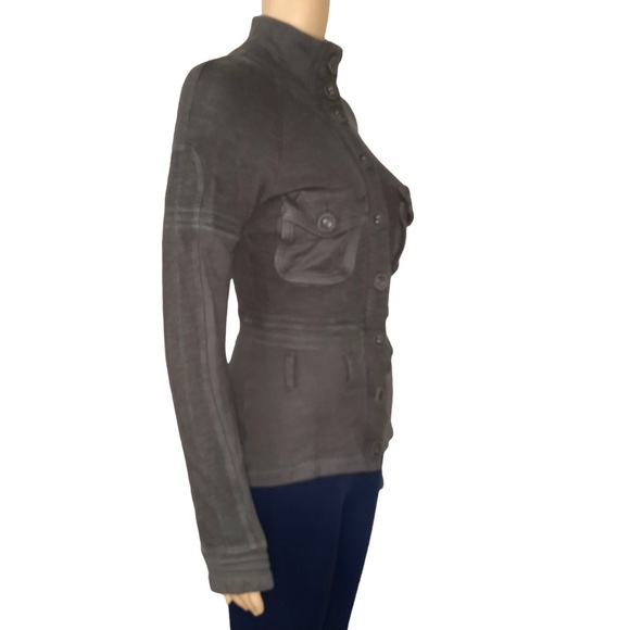 Free People Vintage Knit Green Button Up Shirt Jacket Size Small - Picture 2 of 7